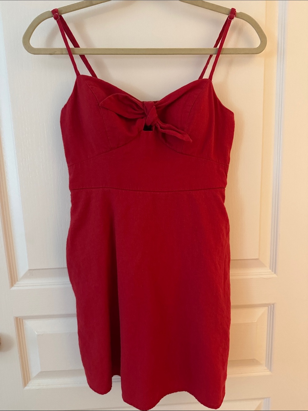 Speechless Red Tie-Front Spaghetti Strap Mini Dress